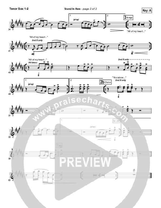 Stand In Awe Tenor Sax 1/2 (Hillsong Worship)