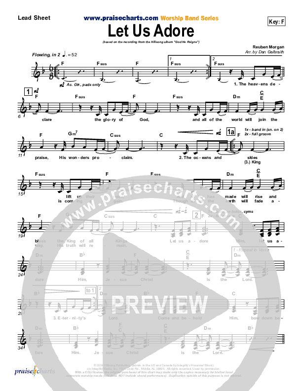 Let Us Adore Lead Sheet (Hillsong Worship)