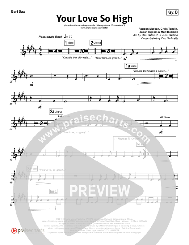 Your Love So High Bari Sax (Hillsong Worship)