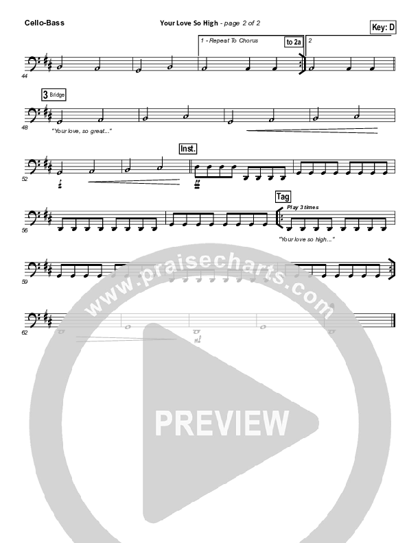 Your Love So High Cello/Bass (Hillsong Worship)