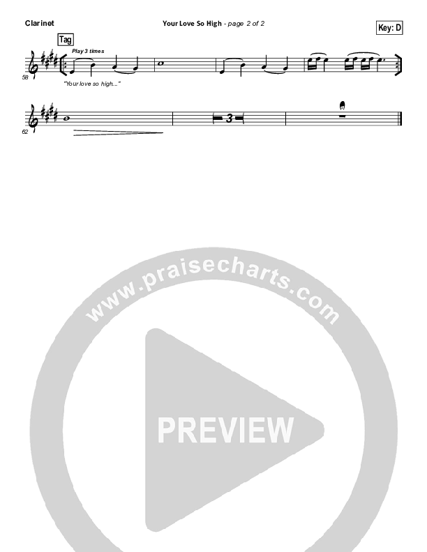 Your Love So High Clarinet (Hillsong Worship)