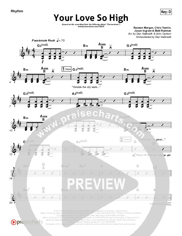 Your Love So High Rhythm Chart (Hillsong Worship)