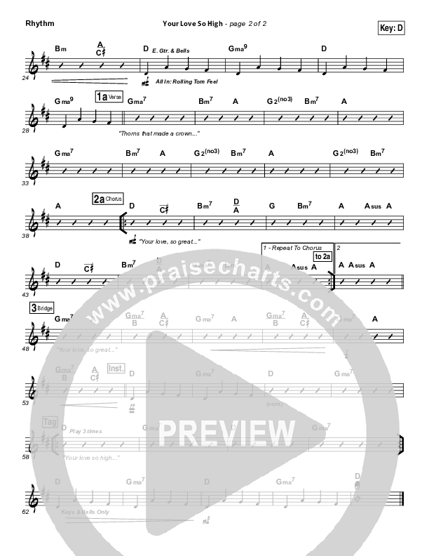 Your Love So High Rhythm Chart (Hillsong Worship)