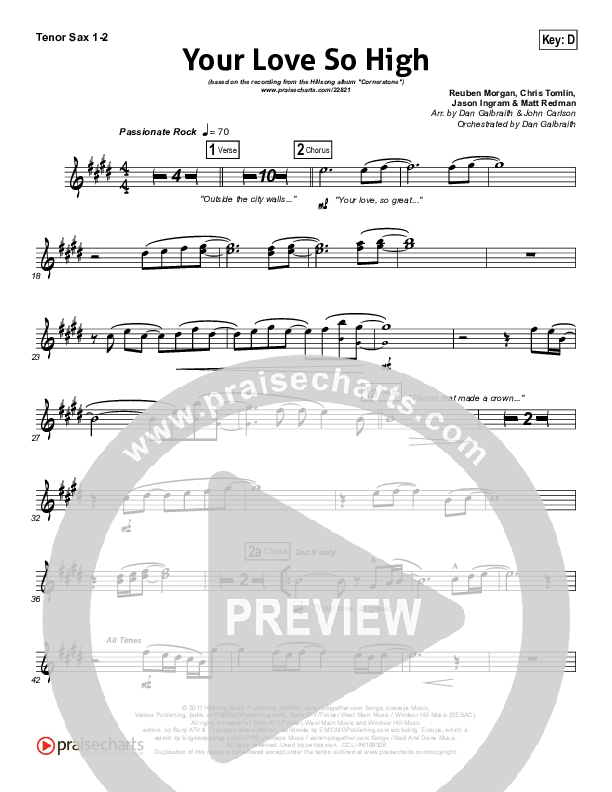 Your Love So High Tenor Sax 1/2 (Hillsong Worship)