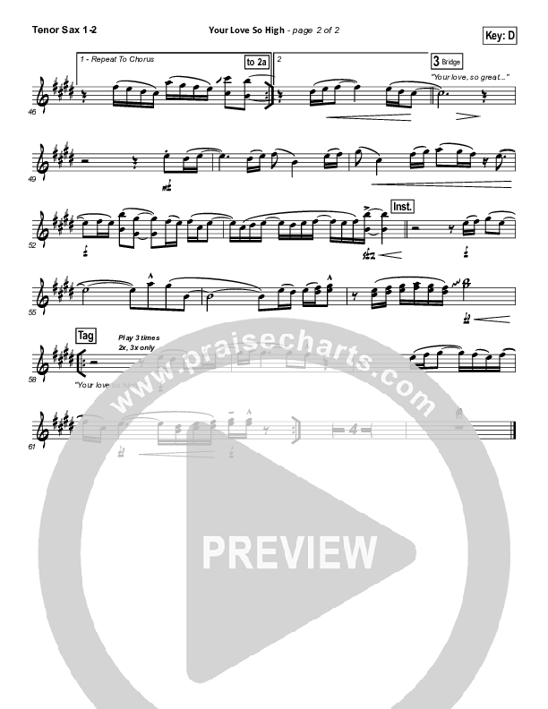 Your Love So High Tenor Sax 1/2 (Hillsong Worship)