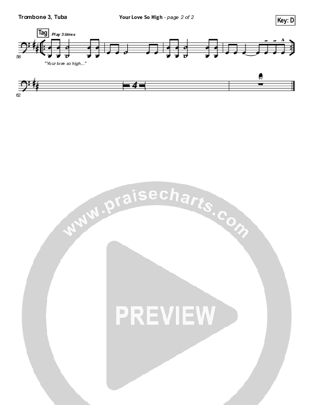 Your Love So High Trombone 3/Tuba (Hillsong Worship)