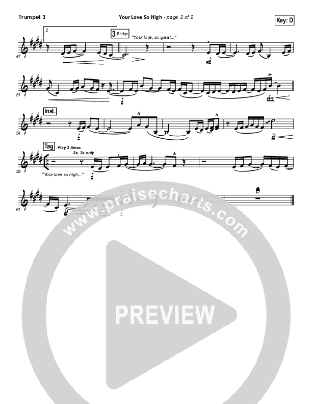 Your Love So High Trumpet 3 (Hillsong Worship)