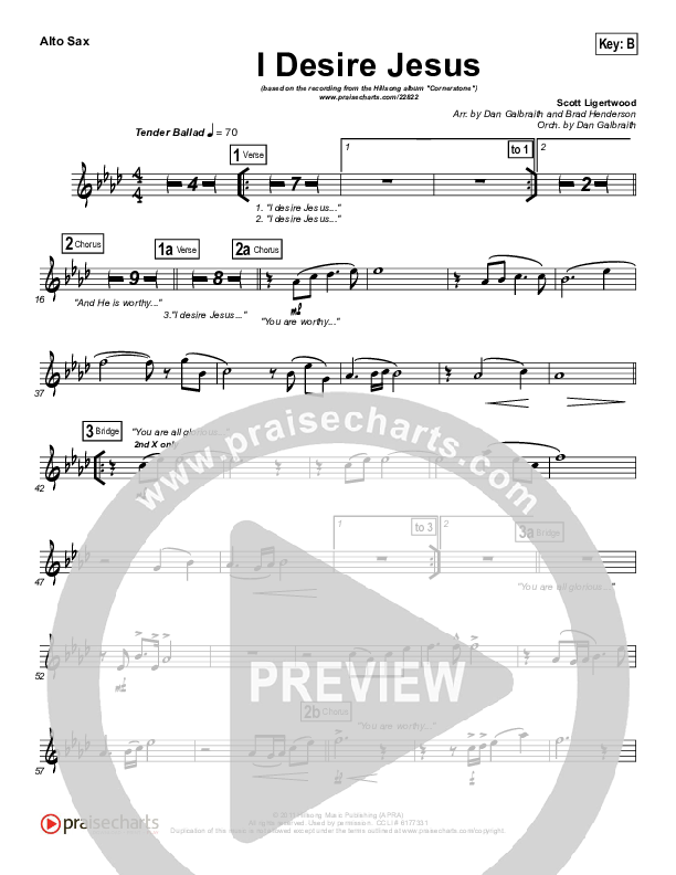 I Desire Jesus Alto Sax (Hillsong Worship)