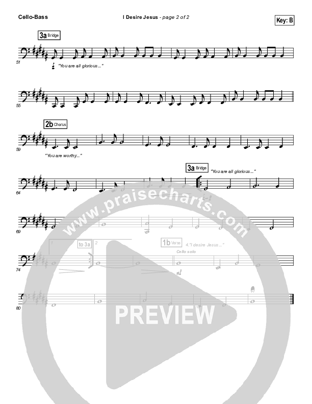 I Desire Jesus Cello/Bass (Hillsong Worship)