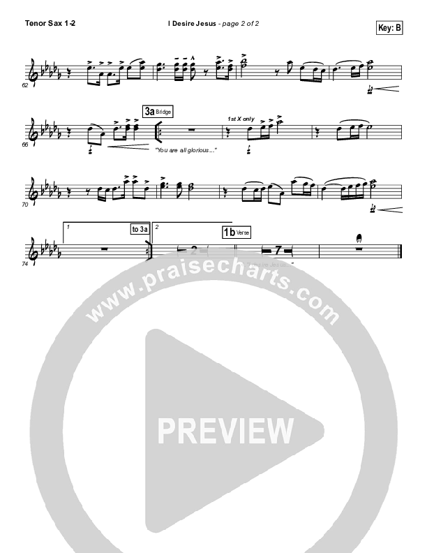 I Desire Jesus Tenor Sax 1/2 (Hillsong Worship)