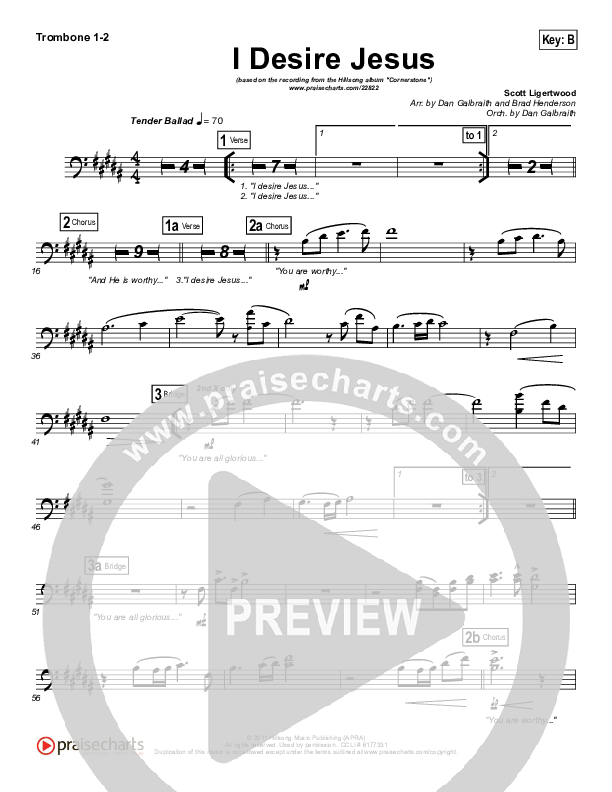 I Desire Jesus Trombone 1/2 (Hillsong Worship)