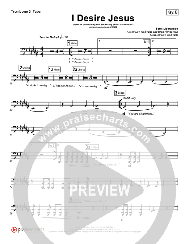 I Desire Jesus Trombone 3/Tuba (Hillsong Worship)