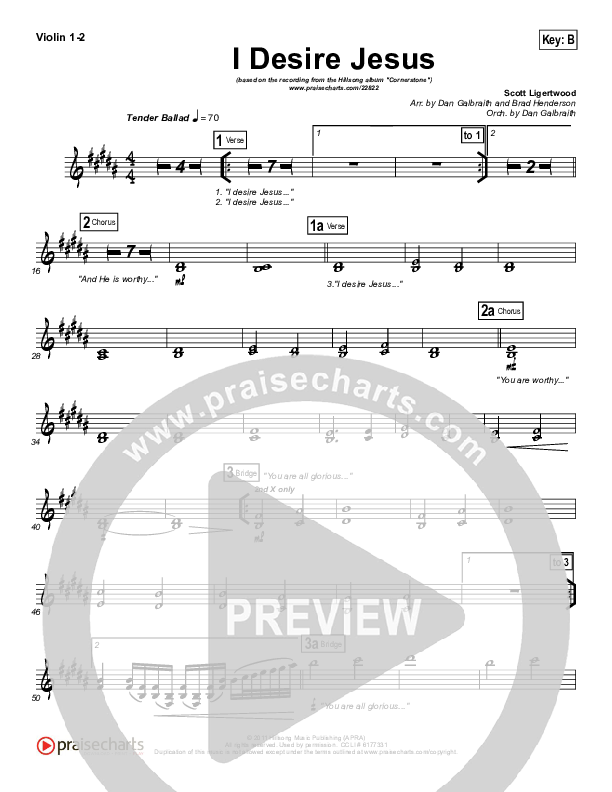 I Desire Jesus Violin 1/2 (Hillsong Worship)