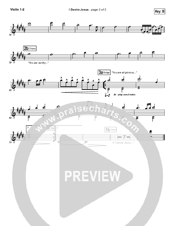 I Desire Jesus Violin 1/2 (Hillsong Worship)
