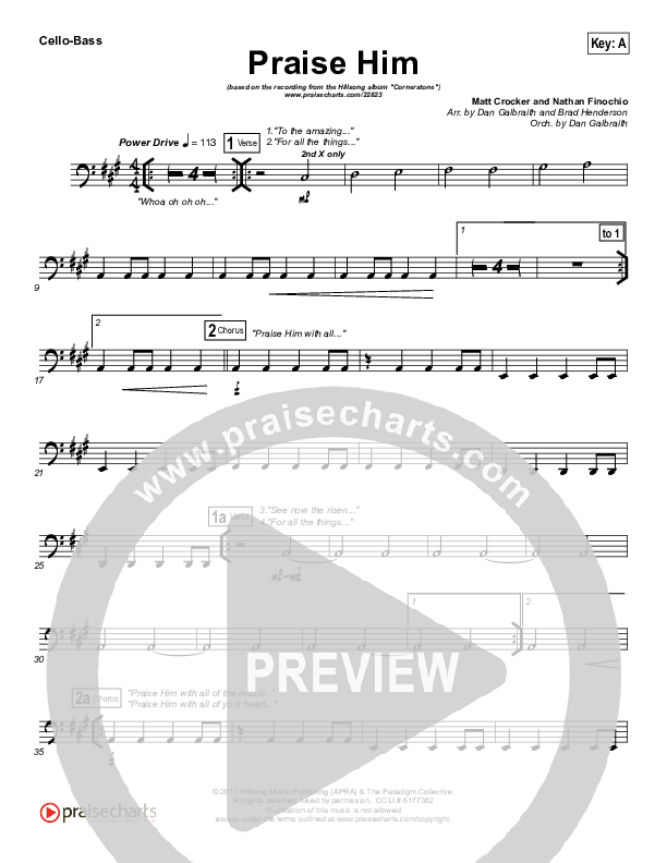 Praise Him Cello/Bass (Hillsong Worship)