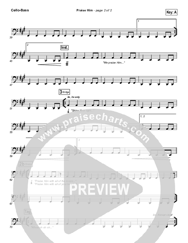 Praise Him Cello/Bass (Hillsong Worship)