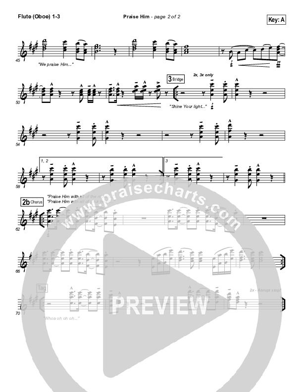 Praise Him Flute/Oboe 1/2/3 (Hillsong Worship)