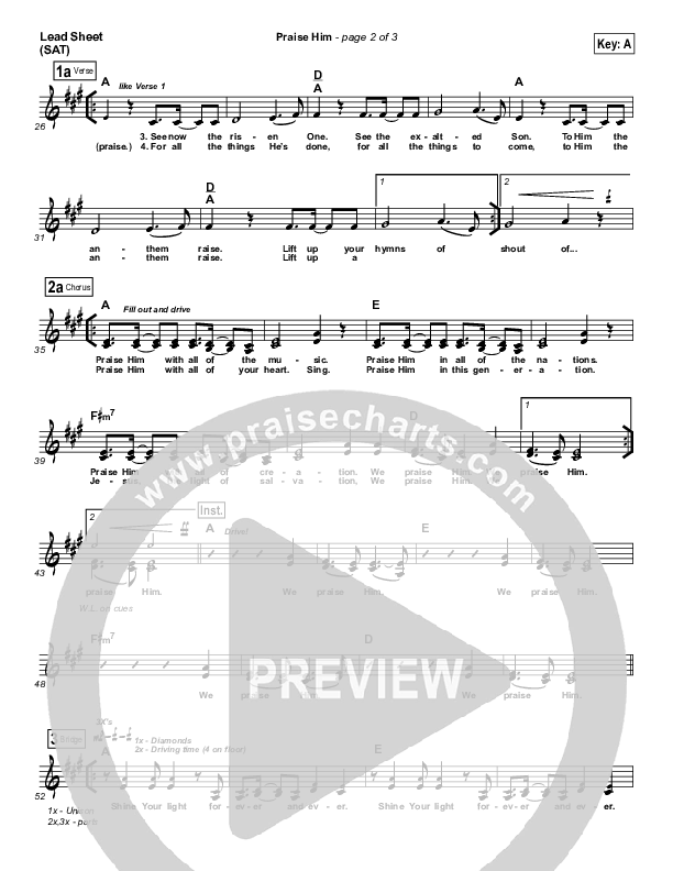 Praise Him Lead Sheet (SAT) (Hillsong Worship)