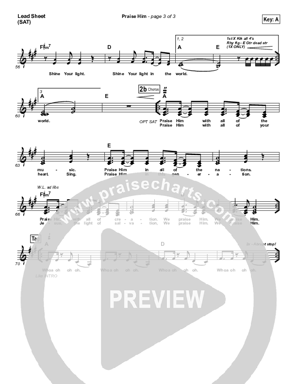 Praise Him Lead Sheet (SAT) (Hillsong Worship)