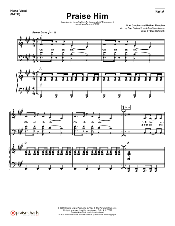 Praise Him Piano/Vocal (SATB) (Hillsong Worship)