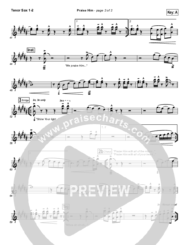 Praise Him Tenor Sax 1/2 (Hillsong Worship)