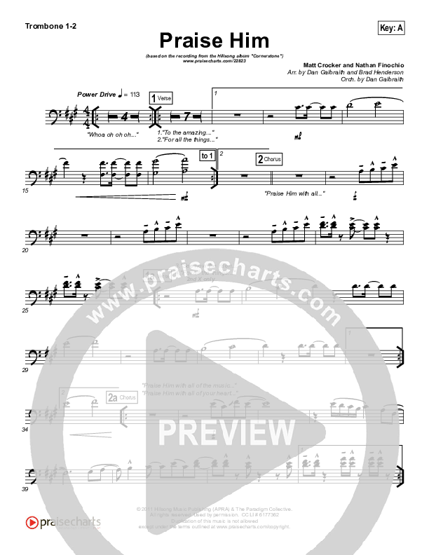 Praise Him Trombone 1/2 (Hillsong Worship)