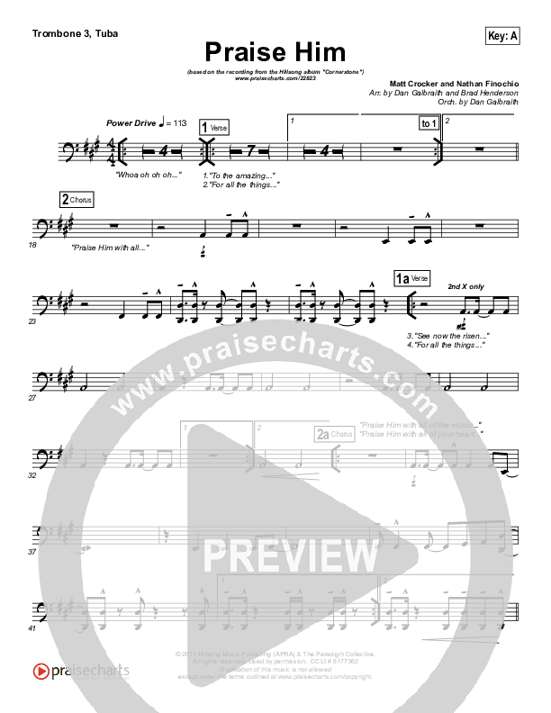 Praise Him Trombone 3/Tuba (Hillsong Worship)