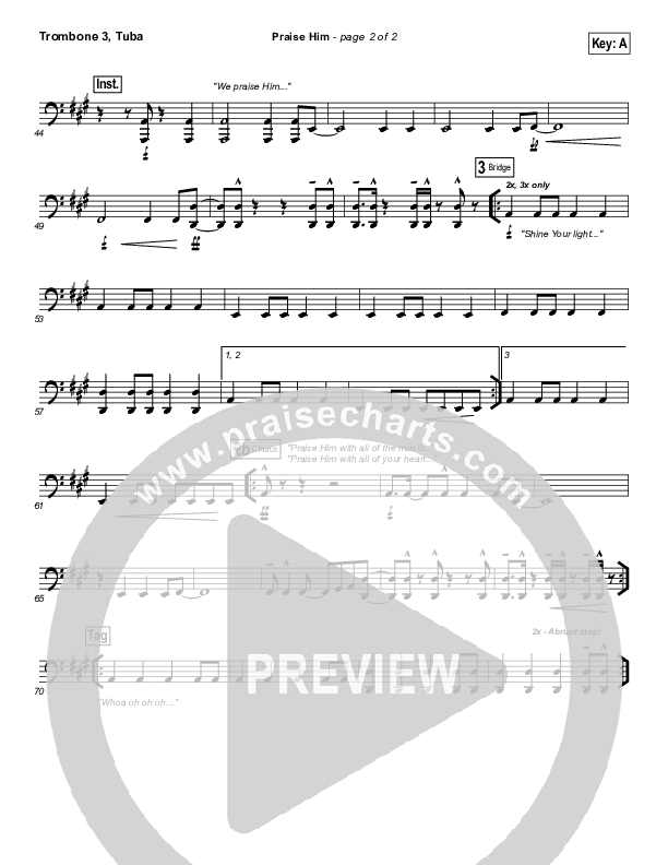 Praise Him Trombone 3/Tuba (Hillsong Worship)