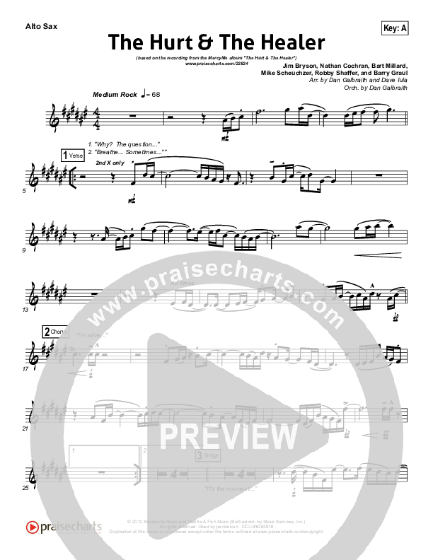 The Hurt And The Healer Alto Sax (MercyMe)