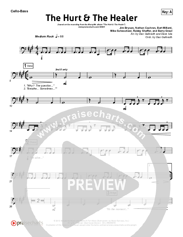 The Hurt And The Healer Cello/Bass (MercyMe)