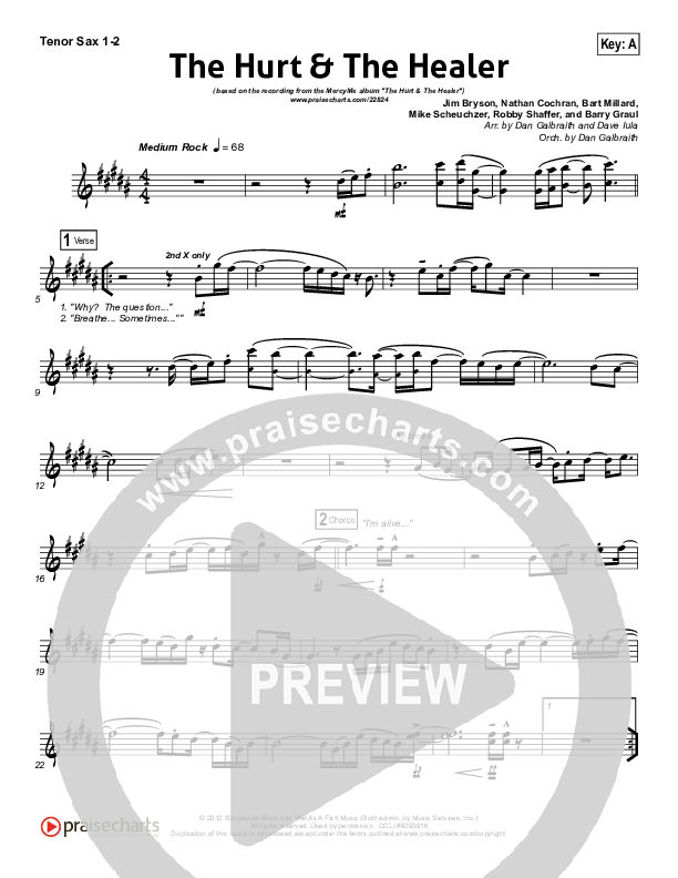 The Hurt And The Healer Tenor Sax 1/2 (MercyMe)