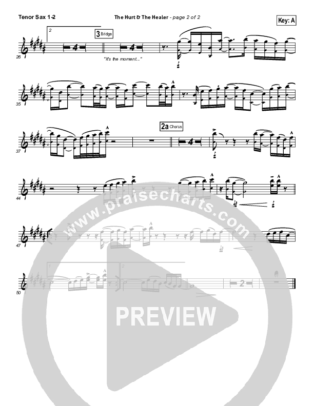 The Hurt And The Healer Tenor Sax 1/2 (MercyMe)