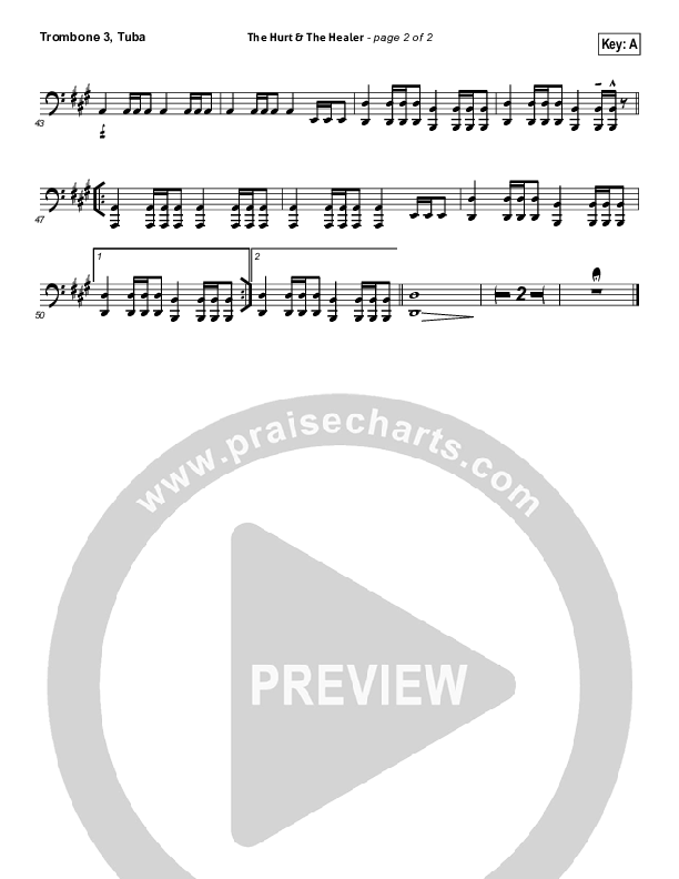 The Hurt And The Healer Trombone 3/Tuba (MercyMe)
