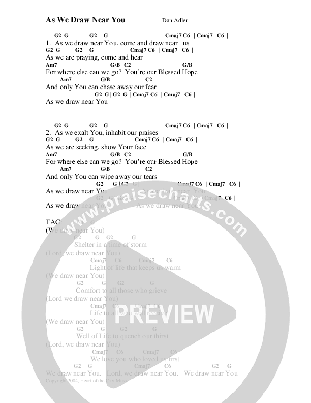 As We Draw Near You Chord Chart (Heart Of The City)