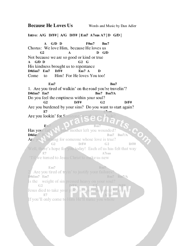 Because He Loves Us Chord Chart (Heart Of The City)