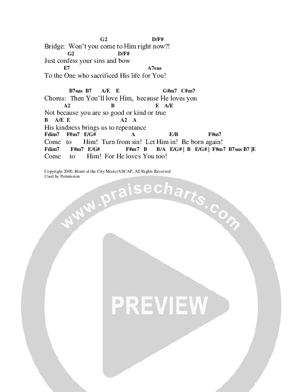 Because He Loves Us Chord Chart (Heart Of The City)
