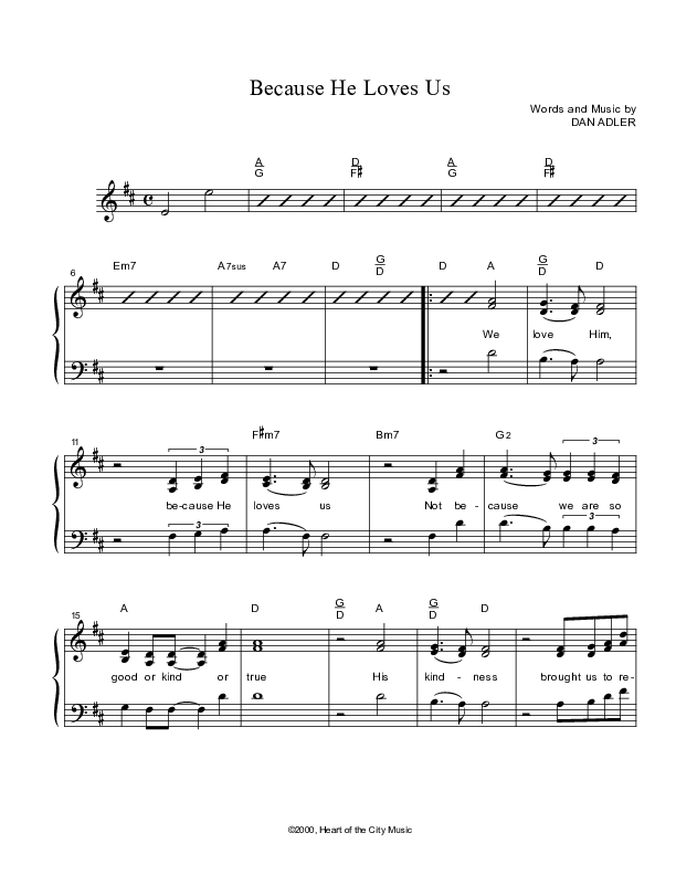 Because He Loves Us Lead Sheet (Heart Of The City)