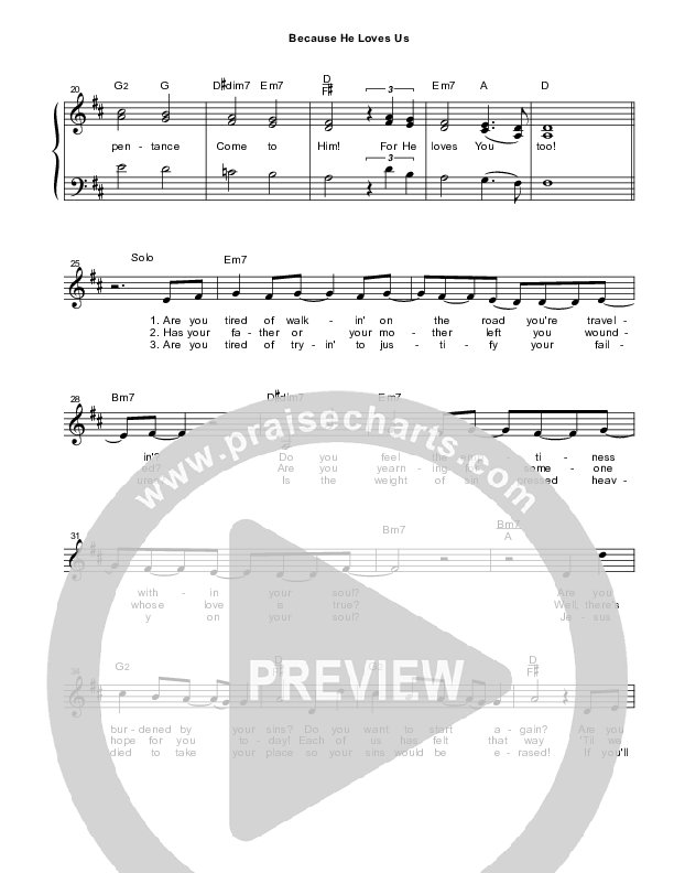 Because He Loves Us Lead Sheet (Heart Of The City)