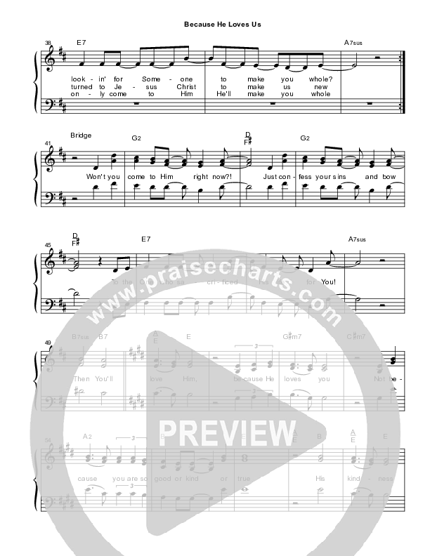 Because He Loves Us Lead Sheet (SAT) (Heart Of The City)