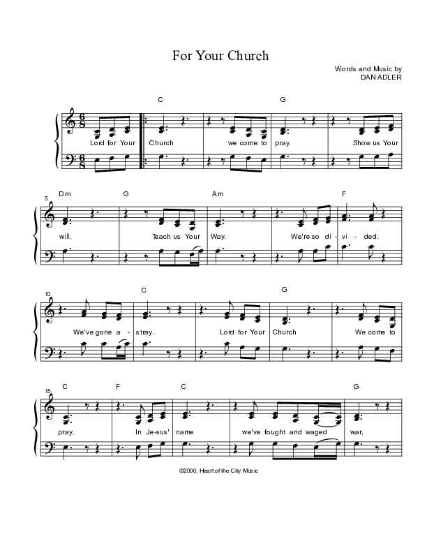 For Your Church Lead Sheet (Heart Of The City)