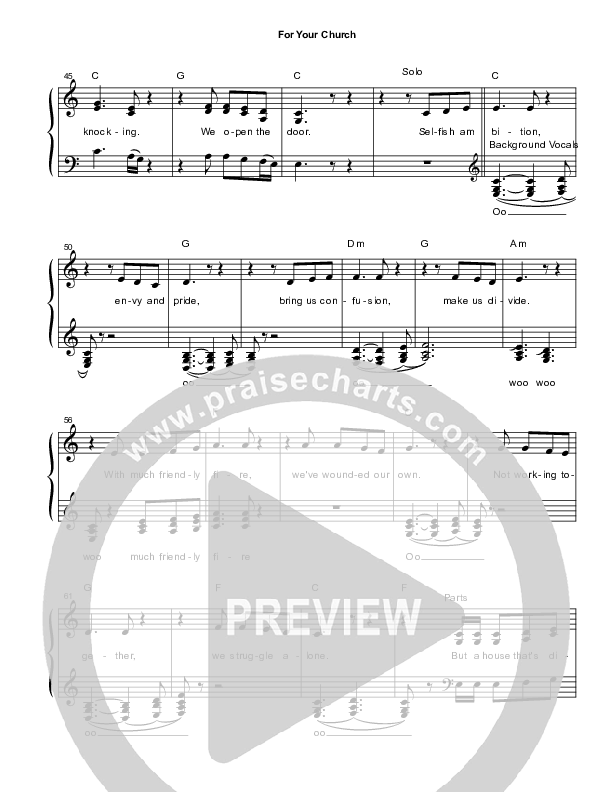 For Your Church Lead Sheet (Heart Of The City)