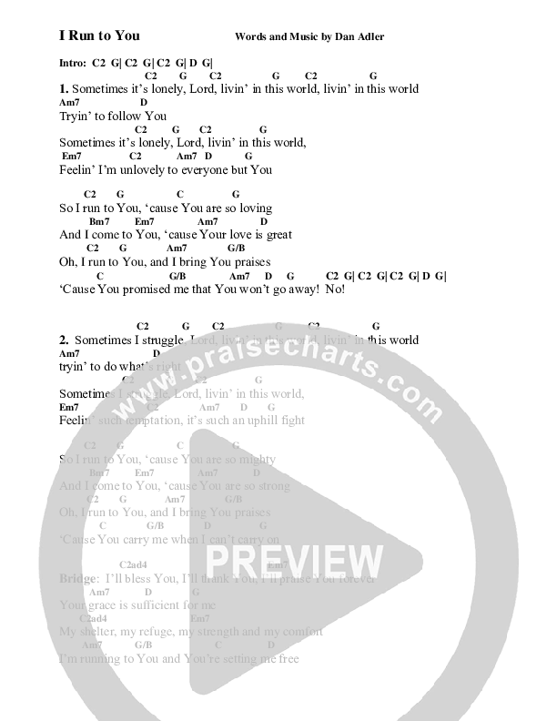 I Run To You Chord Chart (Heart Of The City)