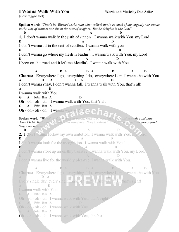I Wanna Walk With You Chord Chart (Heart Of The City)