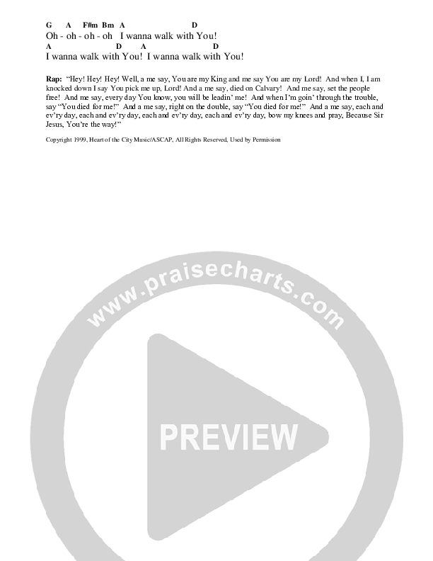I Wanna Walk With You Chord Chart (Heart Of The City)