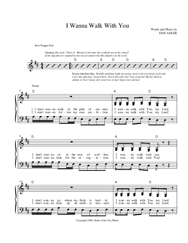 I Wanna Walk With You Lead Sheet (Heart Of The City)