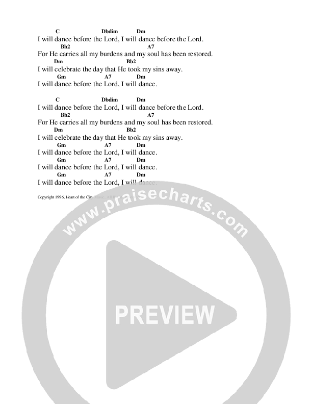 I Will Sing Unto The Lamb Chord Chart (Heart Of The City)