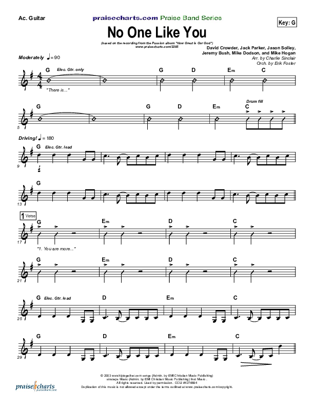 No One Like You Acoustic Guitar (David Crowder / Passion)