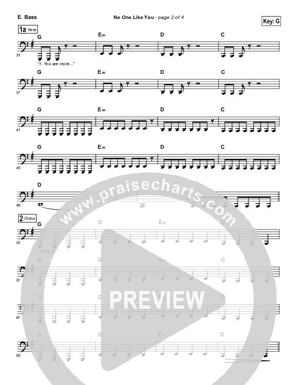 No One Like You Bass Guitar (David Crowder / Passion)