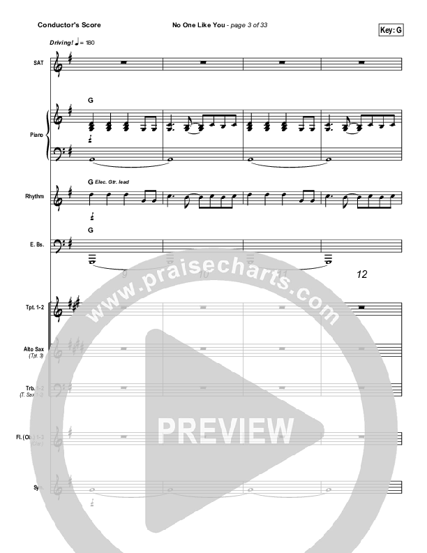 No One Like You Conductor's Score (David Crowder / Passion)