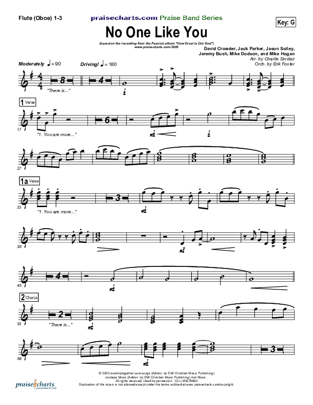 No One Like You Flute/Oboe 1/2/3 (David Crowder / Passion)